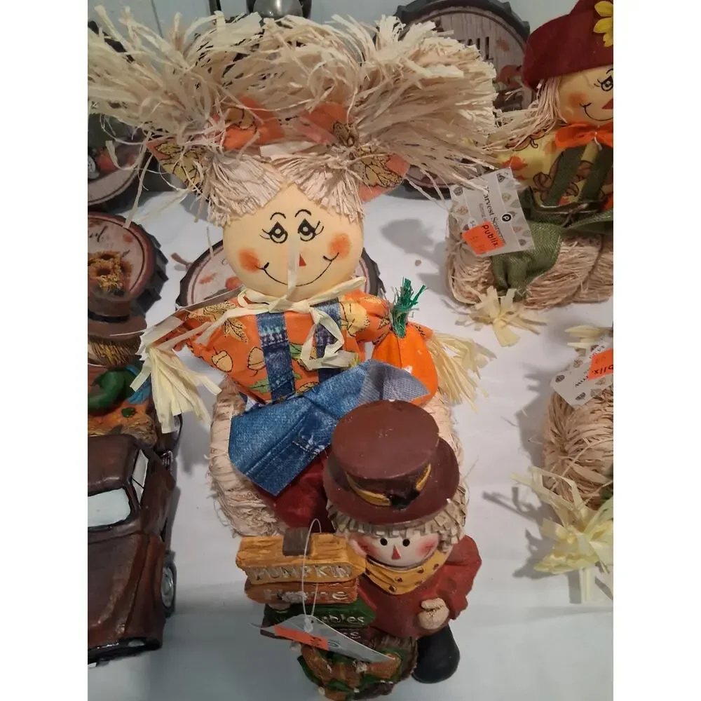 Huge 16pc Fall Autumn Decor Lot Scarecrow Truck Tractor Bottle Cap Signs Publix